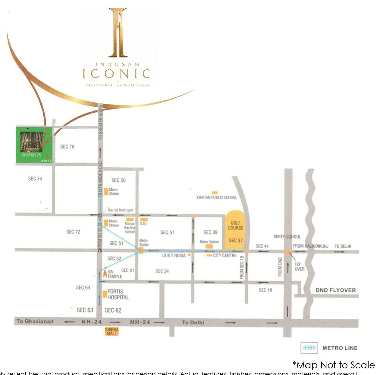 Location map of Indosam Iconic, Sector 75 Noida