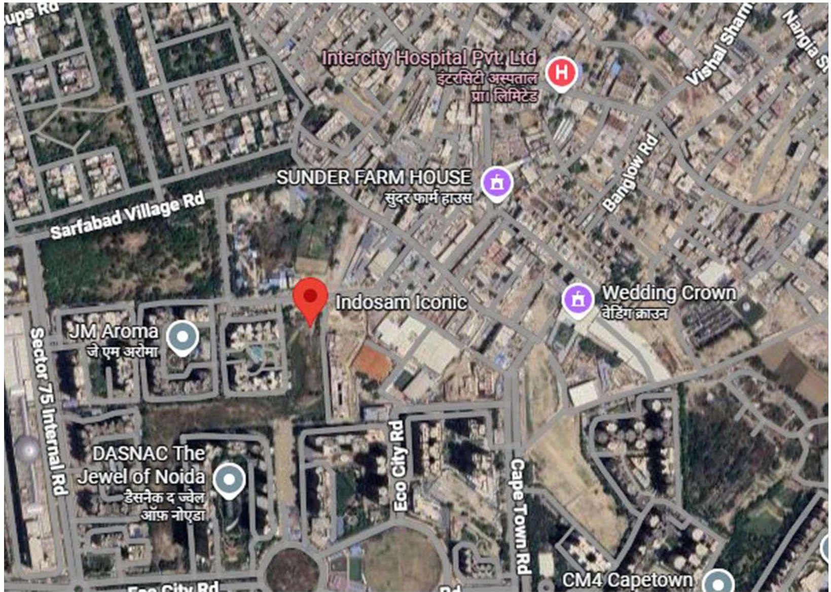 Satellite view showing Indosam Iconic site in Sector 75