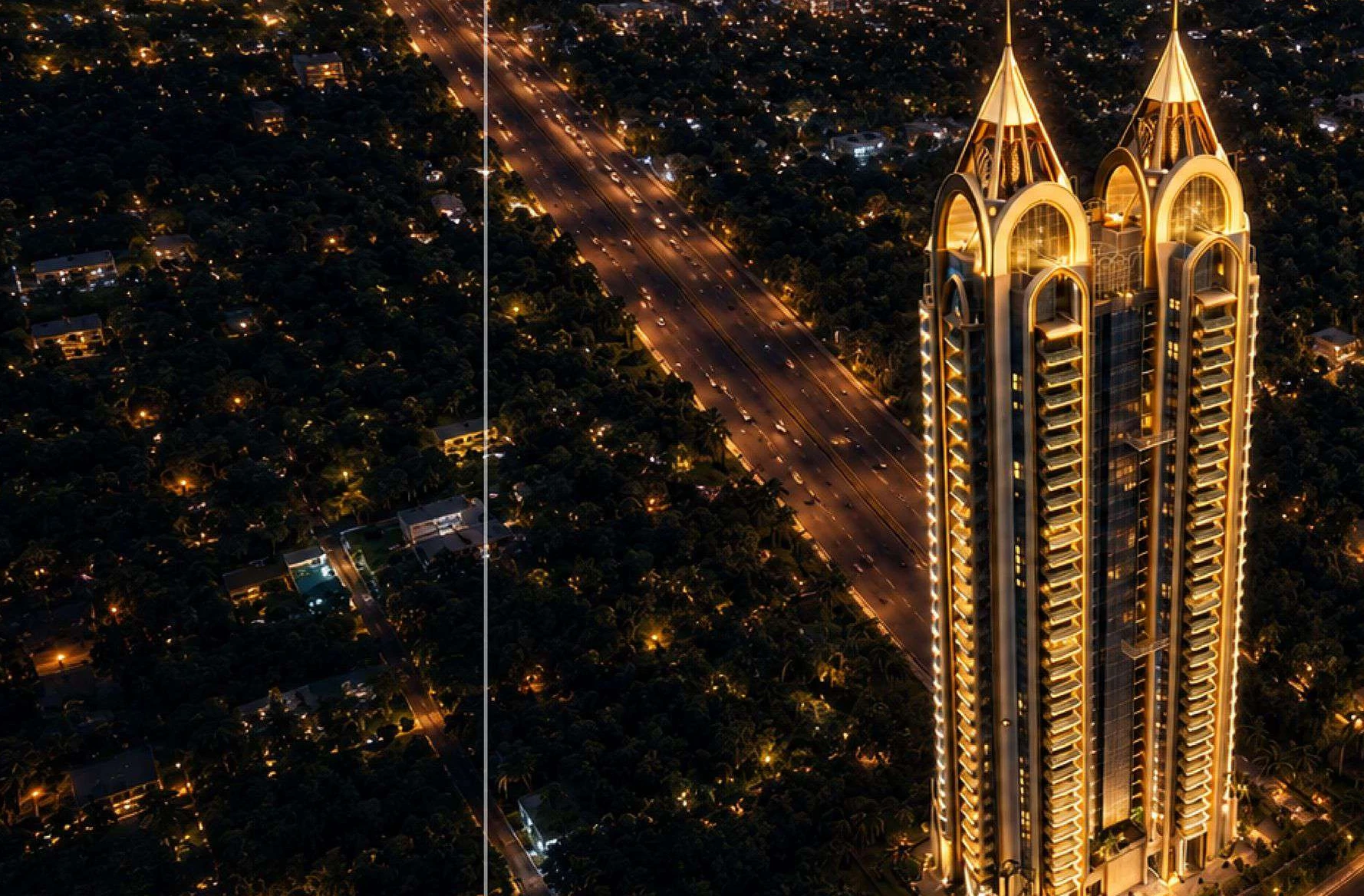 Artist’s impression of the illuminated Indosam Iconic towers